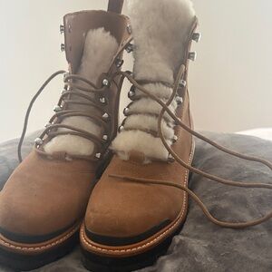 Brown Suede Fur-Lined Boots